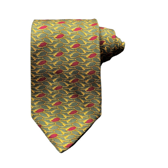 Brooks Brothers Mens Tie Necktie Multicolor Geometric 100% Silk Tied Classic USA - Picture 1 of 5